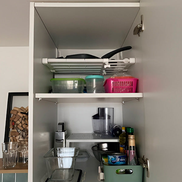 Teleskopregal Einlegeboden | Ausziehbares Regal und Schrank Organizer ohne Bohren | SchrankHeld
