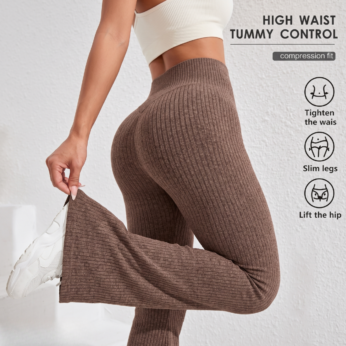 PoPerfekt™ Gerippte Leggings mit hohem Bund