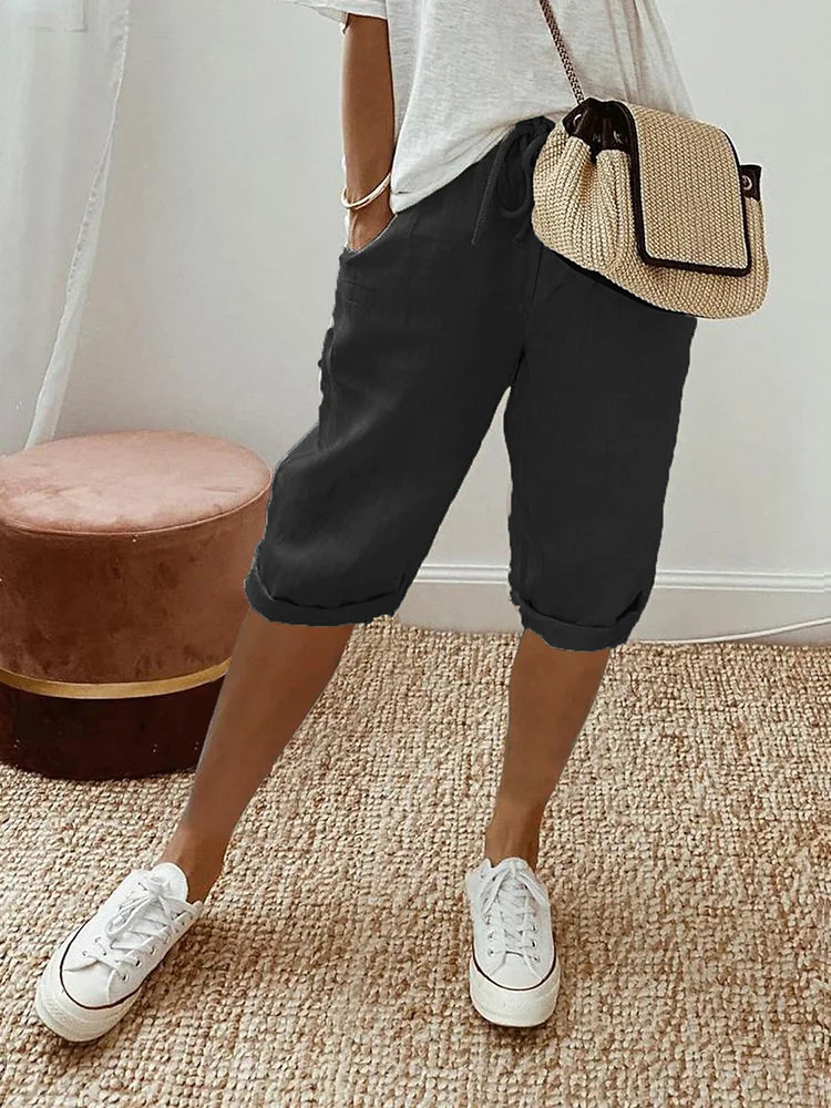 Damen Jogger-Shorts aus Baumwolle-Leinen | Leicht & atmungsaktiv mit bequemem Bund | Relaxed Fit | Sommer Freizeit & Urlaub