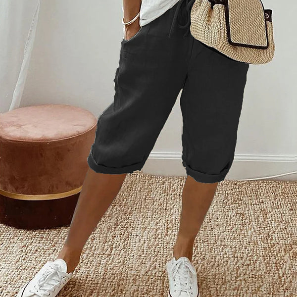 Damen Jogger-Shorts aus Baumwolle-Leinen | Leicht & atmungsaktiv mit bequemem Bund | Relaxed Fit | Sommer Freizeit & Urlaub