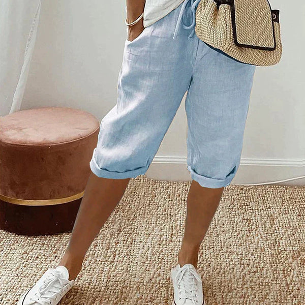 Damen Jogger-Shorts aus Baumwolle-Leinen | Leicht & atmungsaktiv mit bequemem Bund | Relaxed Fit | Sommer Freizeit & Urlaub