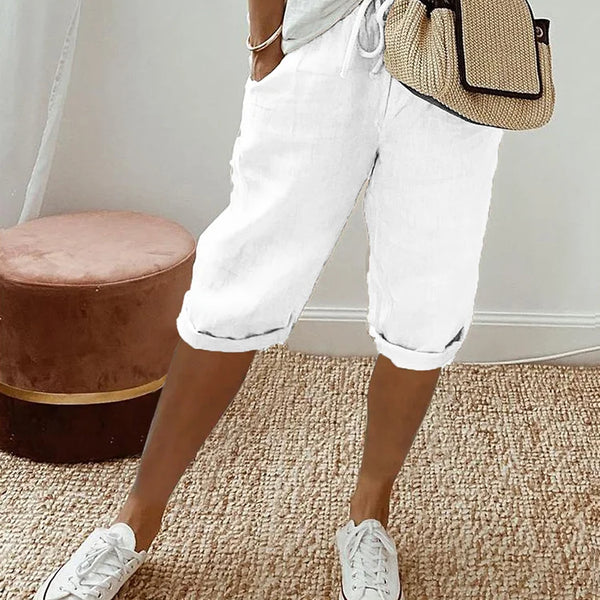 Damen Jogger-Shorts aus Baumwolle-Leinen | Leicht & atmungsaktiv mit bequemem Bund | Relaxed Fit | Sommer Freizeit & Urlaub