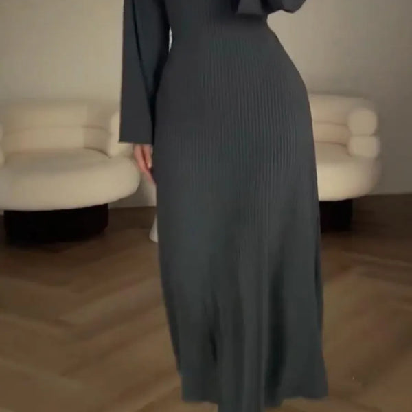 Elegantes Bodycon Maxikleid mit Schnür-Taille | flatternde Ärmel & ausgestellter Rock | figurbetont & bequem | S–XL