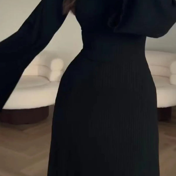 Elegantes Bodycon Maxikleid mit Schnür-Taille | flatternde Ärmel & ausgestellter Rock | figurbetont & bequem | S–XL
