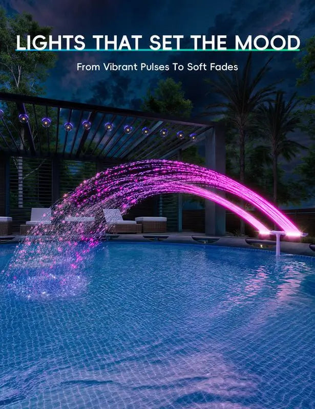 Solar-Poolfontäne mit LED & Doppelsprühbogen – Für nächtlichen Poolzauber