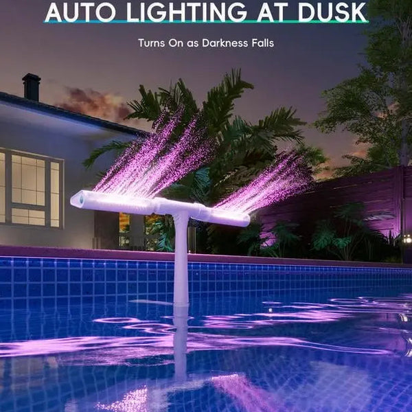 Solar-Poolfontäne mit LED & Doppelsprühbogen – Für nächtlichen Poolzauber