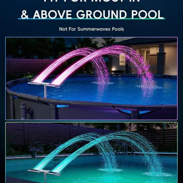 Solar-Poolfontäne mit LED & Doppelsprühbogen – Für nächtlichen Poolzauber