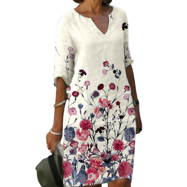 Damen-Sommerkleid mit Blumenprint | Luftig & figurfreundlich geschnitten | Leichtes Midi-Kleid für Alltag & Anlass