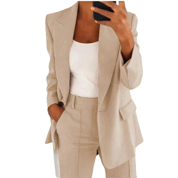 Damen Blazer Set 2-teilig | Blazer-Jacke + Hose im Regular Fit | Elegant & bequem fürs Büro, Meetings & Alltag