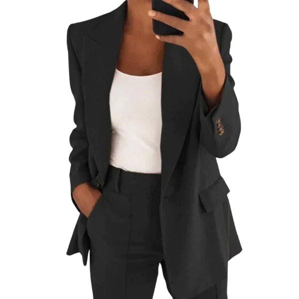 Damen Blazer Set mit Hose | Eleganter Business Zweiteiler aus pflegeleichtem Material | S–5XL für Büro & Anlass