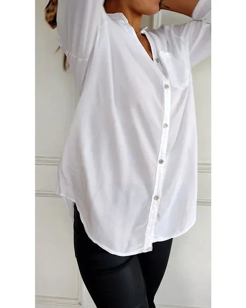 Damen Top mit Knöpfen & Pailletten | Weiche, atmungsaktive Stofftextur | Lässig-chic, schmeichelnde Passform