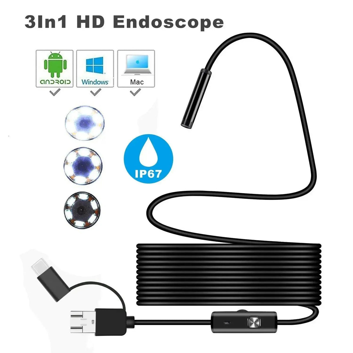 Wasserdichte Endoskopkamera | Hohe Auflösung | Für Android & Windows