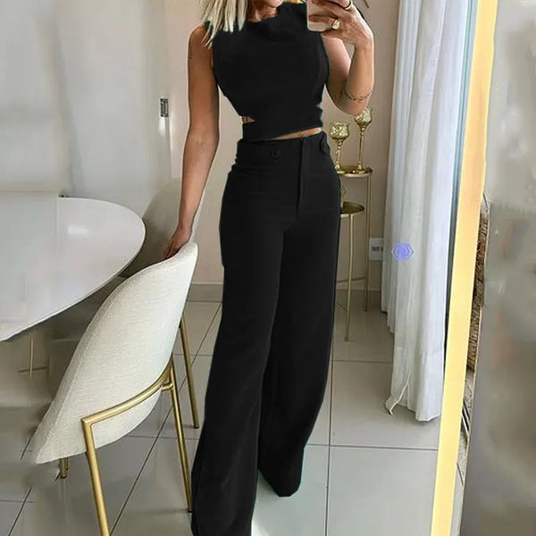 Leiane™ - Elegantes Cropped Top mit hoher Taille und langer Hose Anzug