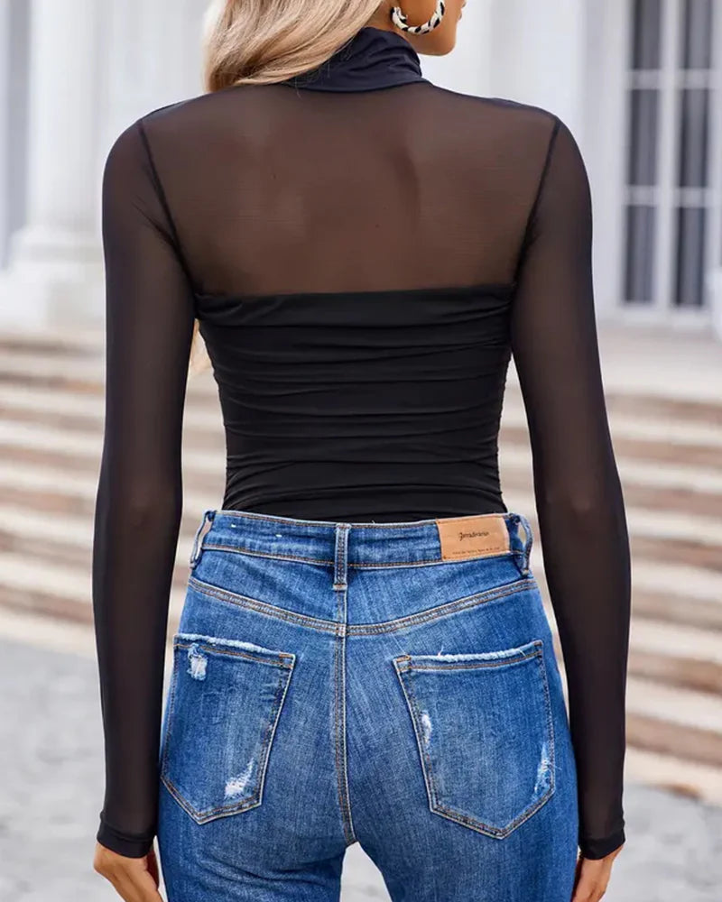 LayerMesh™ Nahtloser Mesh-Bodysuit mit Stehkragen
