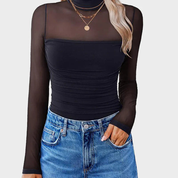 LayerMesh™ Nahtloser Mesh-Bodysuit mit Stehkragen