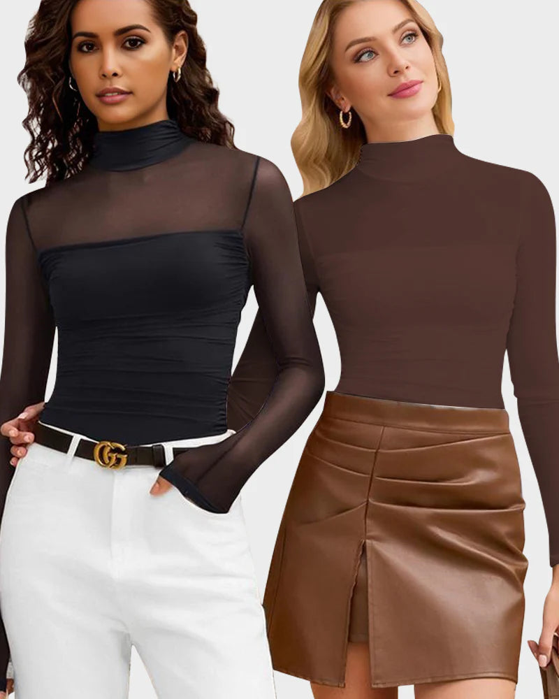 LayerMesh™ Nahtloser Mesh-Bodysuit mit Stehkragen