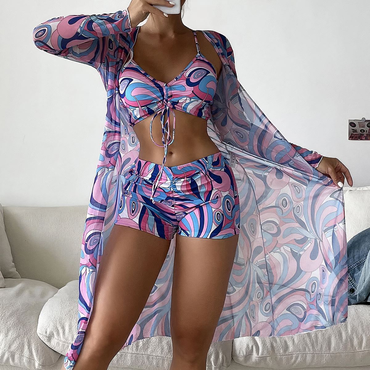 Celeste | Bikiniset mit hoher Taille und Überzieher