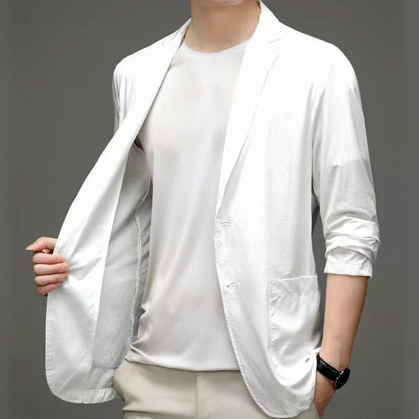 Herren Sommer Blazer leicht & atmungsaktiv | UV-Schutz & knitterfrei | Slim Fit Ein-Knopf Sakko