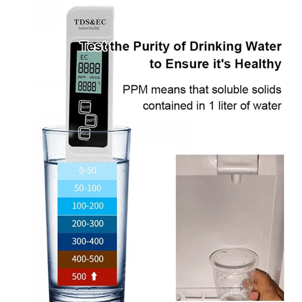 Digitaler Wasserqualitätsmesser™ | TDS & Leitwert Tester | Tragbar & Präzise | Kunststoff
