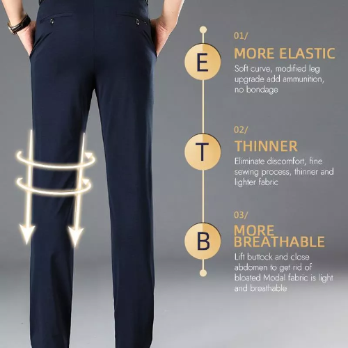 Herren Business-Casual Hose mit Stretchbund | Knitterarm, elastisch & bequem für Büro, Reise und Alltag