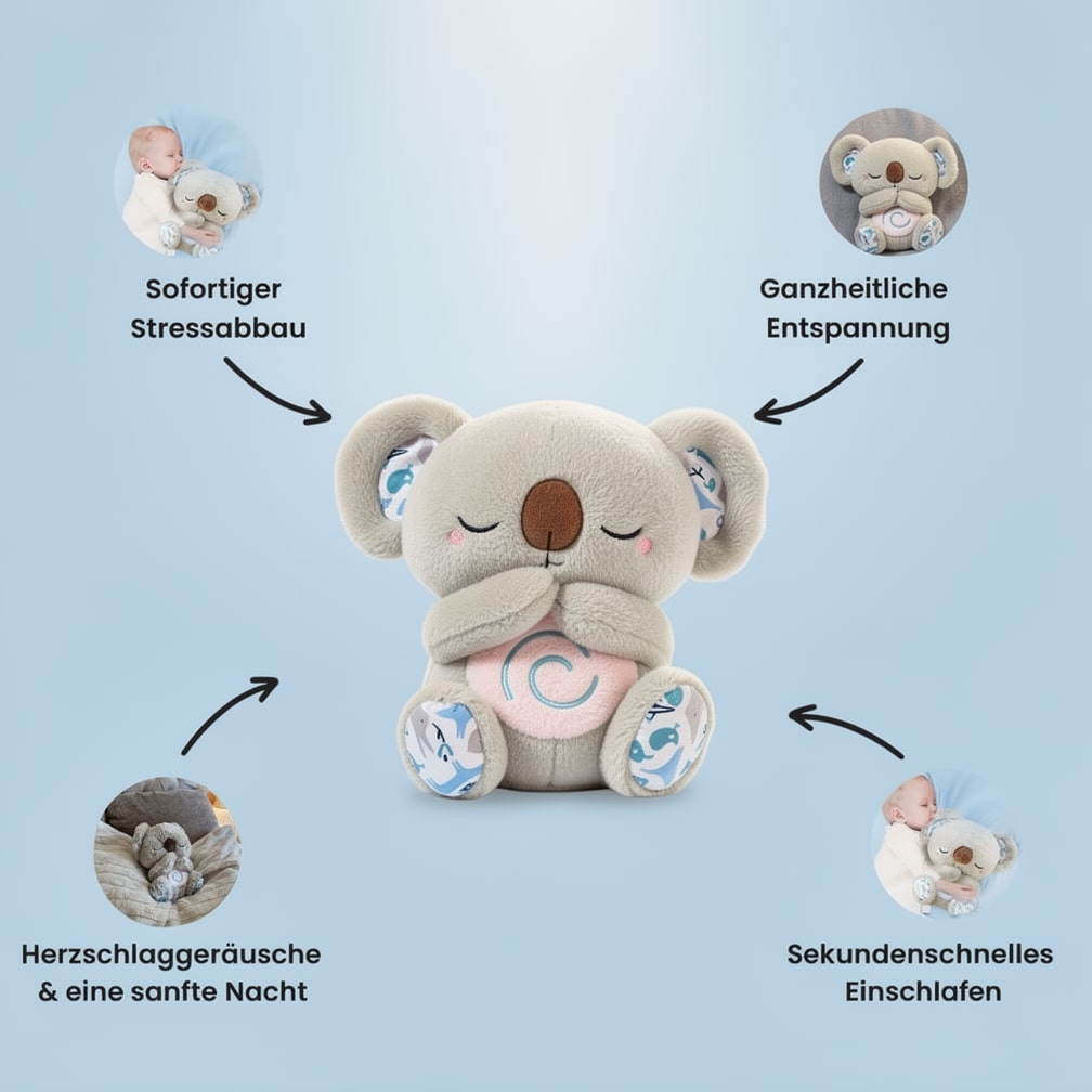 Atmendes Kuscheltier | Koala Plüschtier für Entspannung & Einschlafhilfe | SchlafKoala