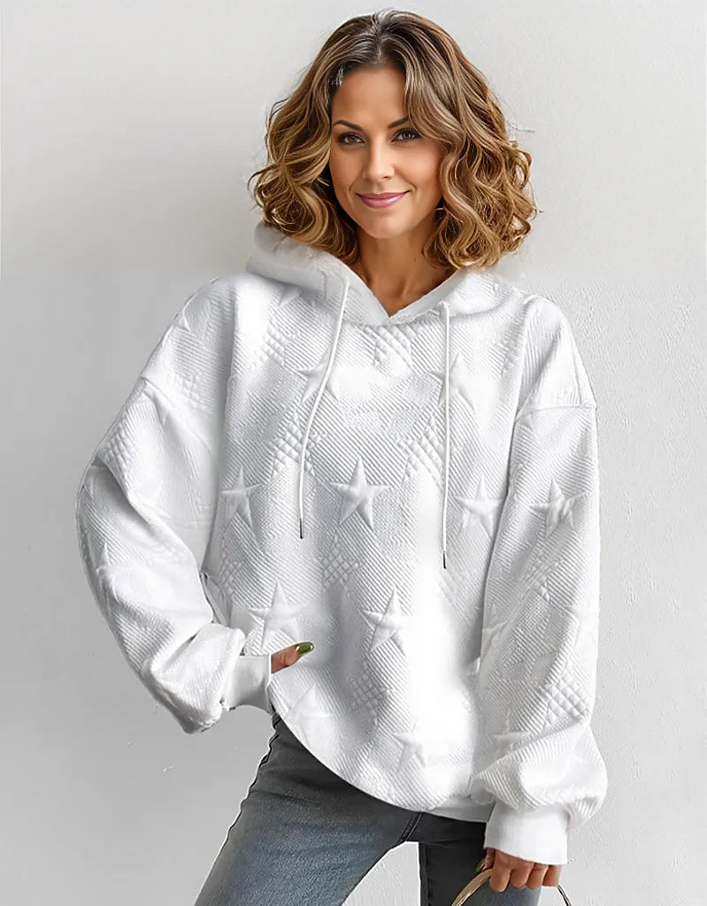 Koshy™ Einfarbiges weißes Sweatshirt mit langen Ärmeln