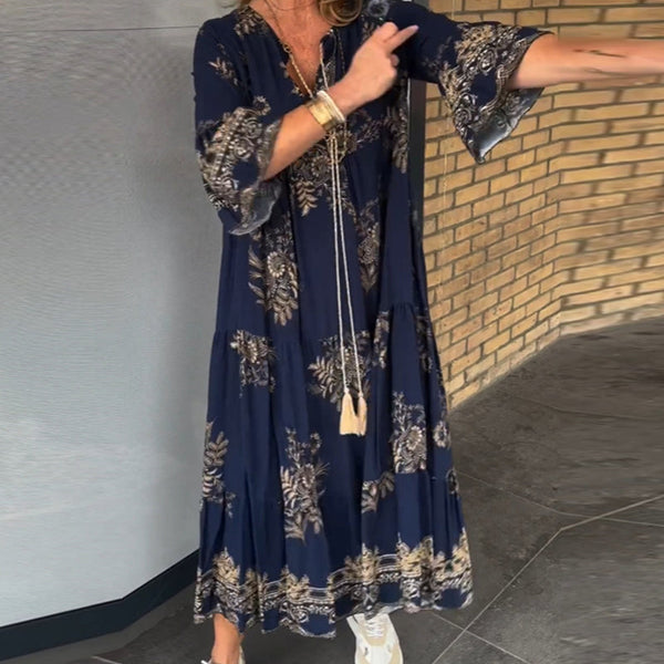 Manuela Lässiges Vintage-Kleid mit V-Ausschnitt