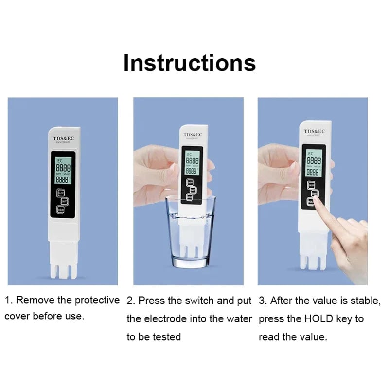 Digitaler Wasserqualitätsmesser™ | TDS & Leitwert Tester | Tragbar & Präzise | Kunststoff