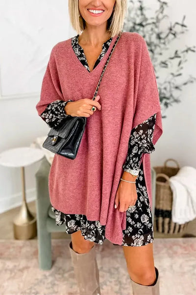 Damen Pullover | Poncho Stil | Weiter Schnitt | Bequemer Alltagslook