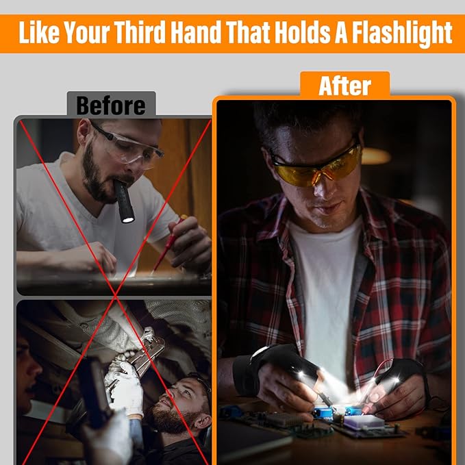 Taschenlampe Wasserdichte Handschuhe Perfekte Beleuchtung