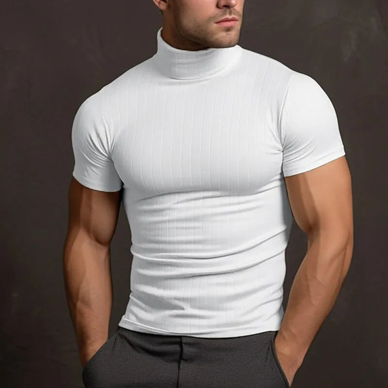 Herren Rollkragen-Shirt mit Stretch-Komfort | Atmungsaktiv & elastisch | Modernes Kurzarm-Freizeithemd