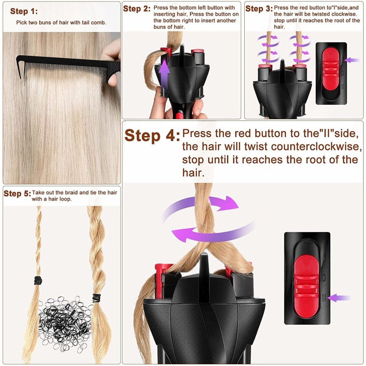 TwistMaster™ — mühelose Salon-fertige Zöpfe mit einem Klick