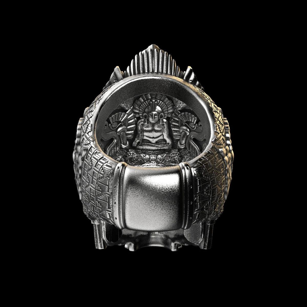 Herren Totenkopf Ring aus 925 Sterling Silber | Handgefertigter Statement Ring | Markantes Maya-inspiriertes Design