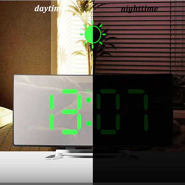 Curve-Clock Gebogener LED-Digitalwecker | Automatische Helligkeit | 50% Rabatt