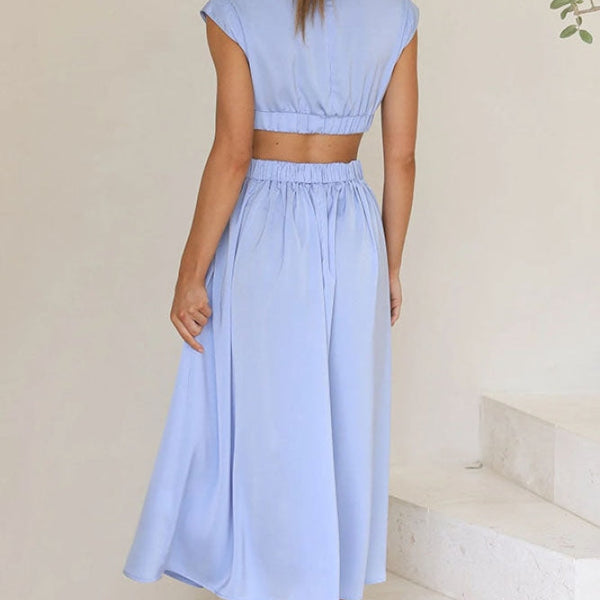 Sommer Midi-Kleid mit Rollkragen & Taillen-Cut-Out | figurbetont & elegant | ärmellos | vielseitig für Alltag & Abend