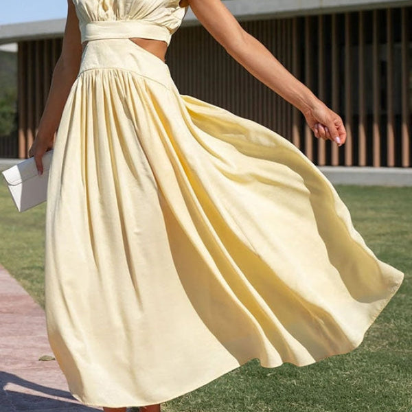 Sommer Midi-Kleid mit Rollkragen & Taillen-Cut-Out | figurbetont & elegant | ärmellos | vielseitig für Alltag & Abend