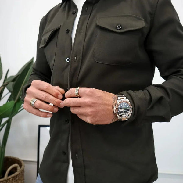 Herren Hemdjacke aus Baumwolle | Taillierter Schnitt mit Brusttaschen & Knopfleiste | Smart Casual