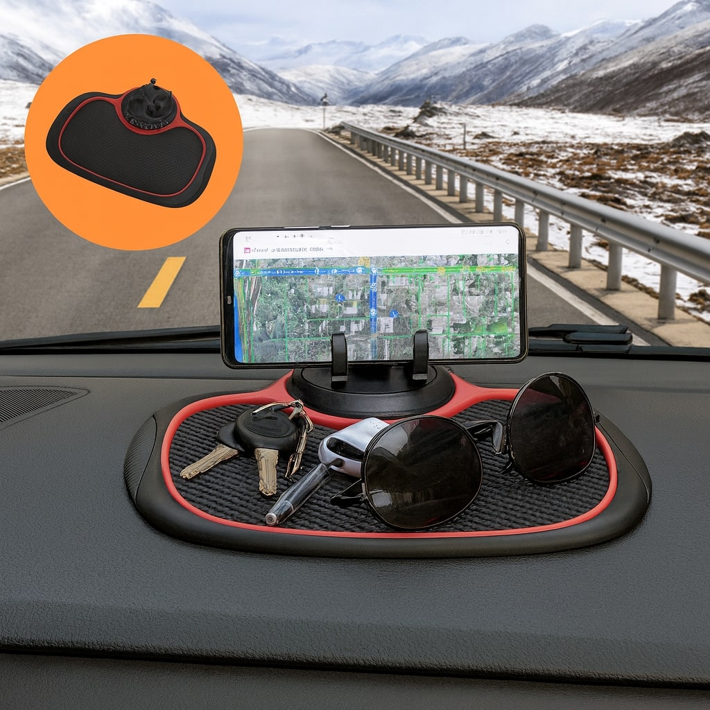 Antirutschmatte für Armaturenbrett im Auto | Rutschfeste Matte mit Handyhalter | DashGrip