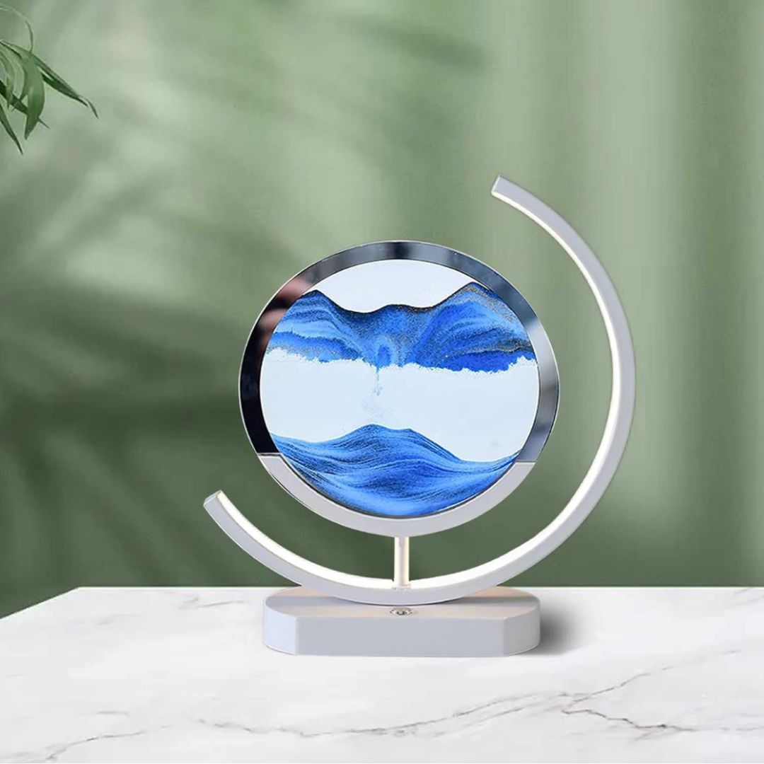 Deko LED Tischlampe | Moderne Designer Lampe | Sandbild zum Drehen | SandScape