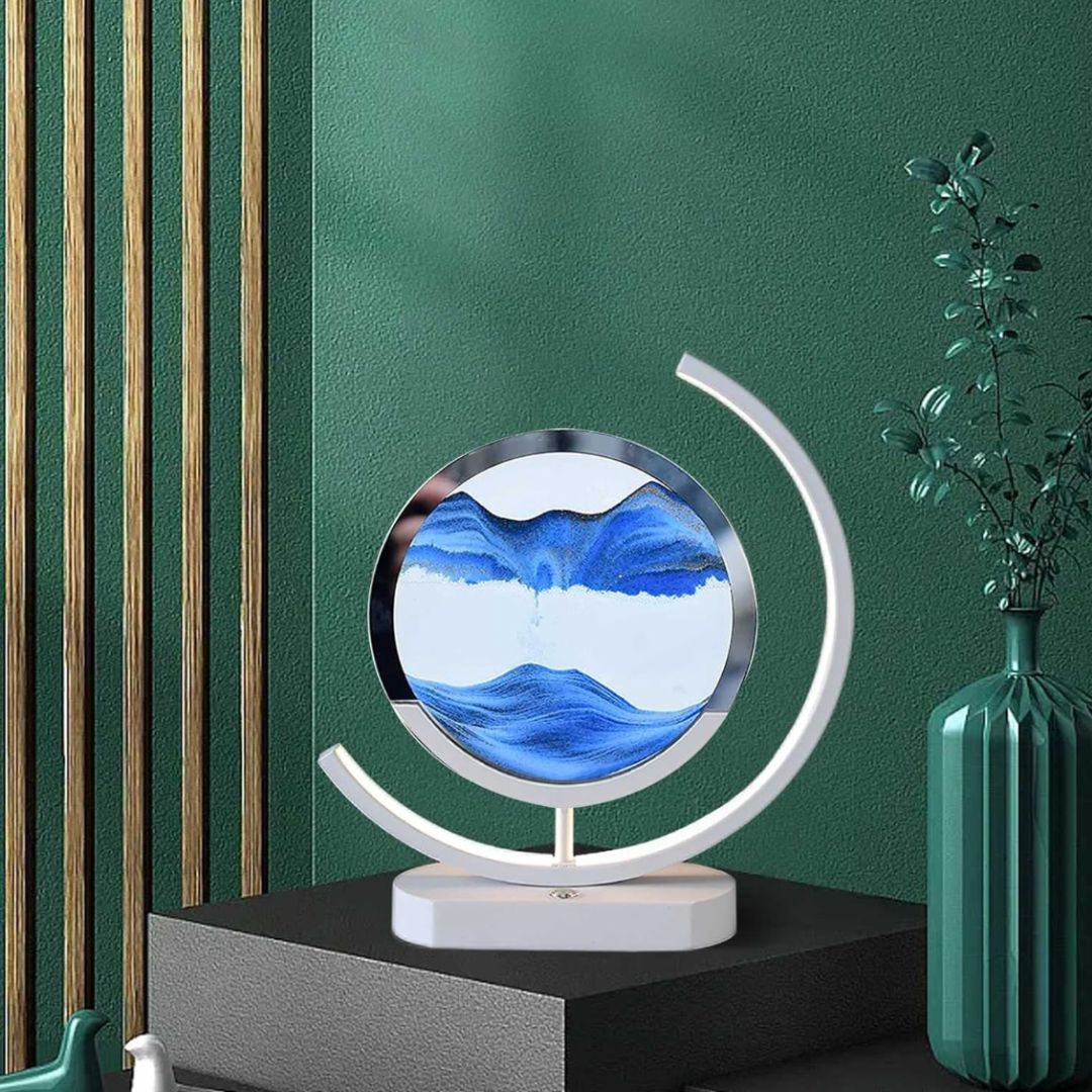 Deko LED Tischlampe | Moderne Designer Lampe | Sandbild zum Drehen | SandScape