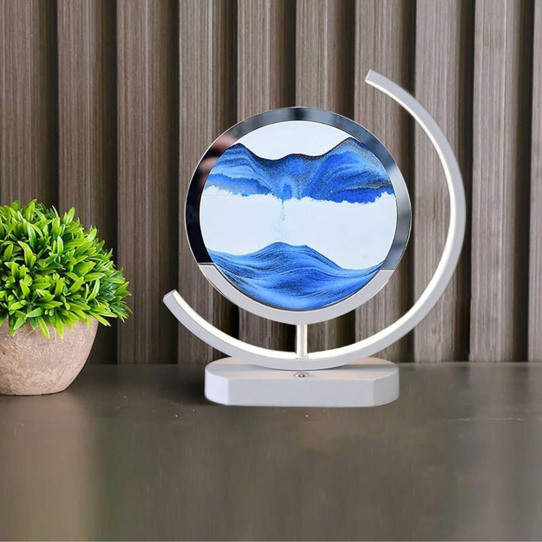 Deko LED Tischlampe | Moderne Designer Lampe | Sandbild zum Drehen | SandScape