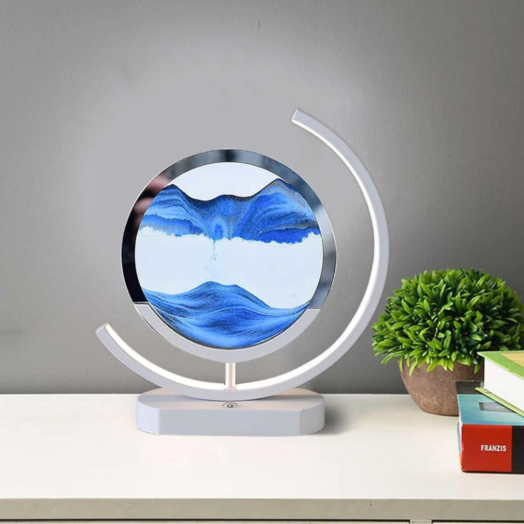 Deko LED Tischlampe | Moderne Designer Lampe | Sandbild zum Drehen | SandScape
