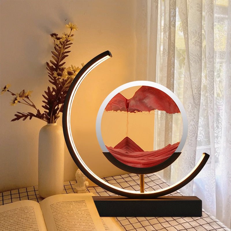Deko LED Tischlampe | Moderne Designer Lampe | Sandbild zum Drehen | SandScape