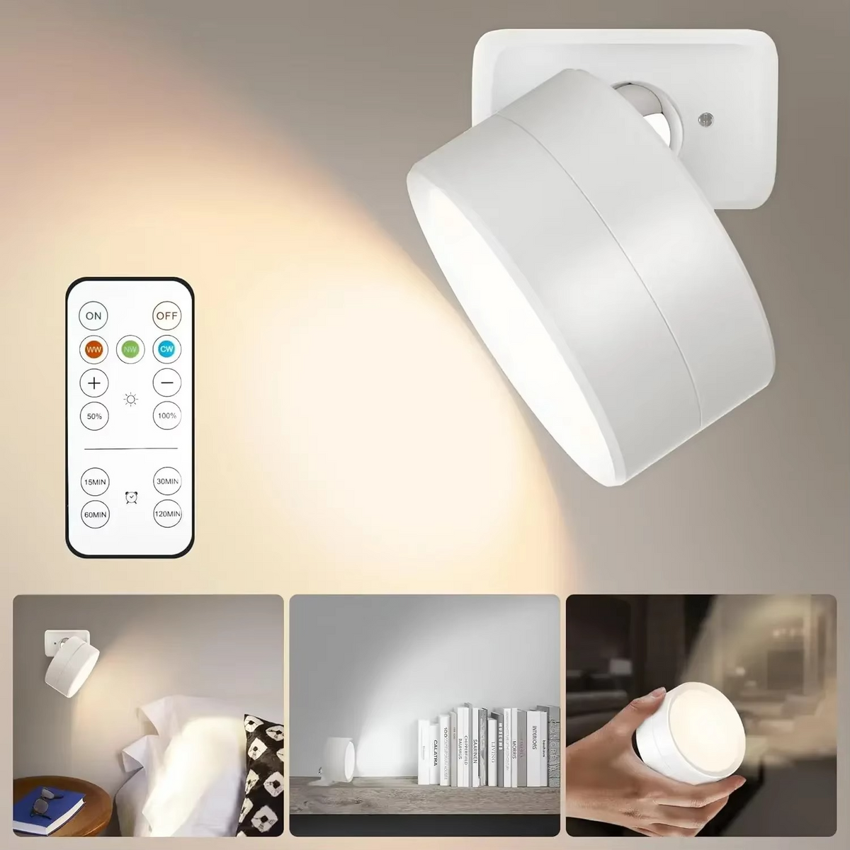 InstaGlow™ | Drehbare Touch-LED-Wandleuchte für kabellose Umgebungsbeleuchtung