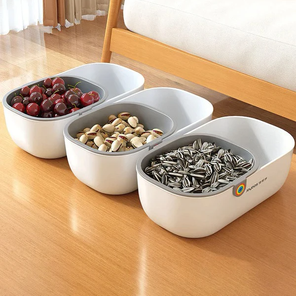 Snackschale mit Abfallbehälter | 2-in-1 Doppelschale für Nüsse & Snacks | SnackNest