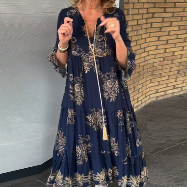 Manuela Lässiges Vintage-Kleid mit V-Ausschnitt