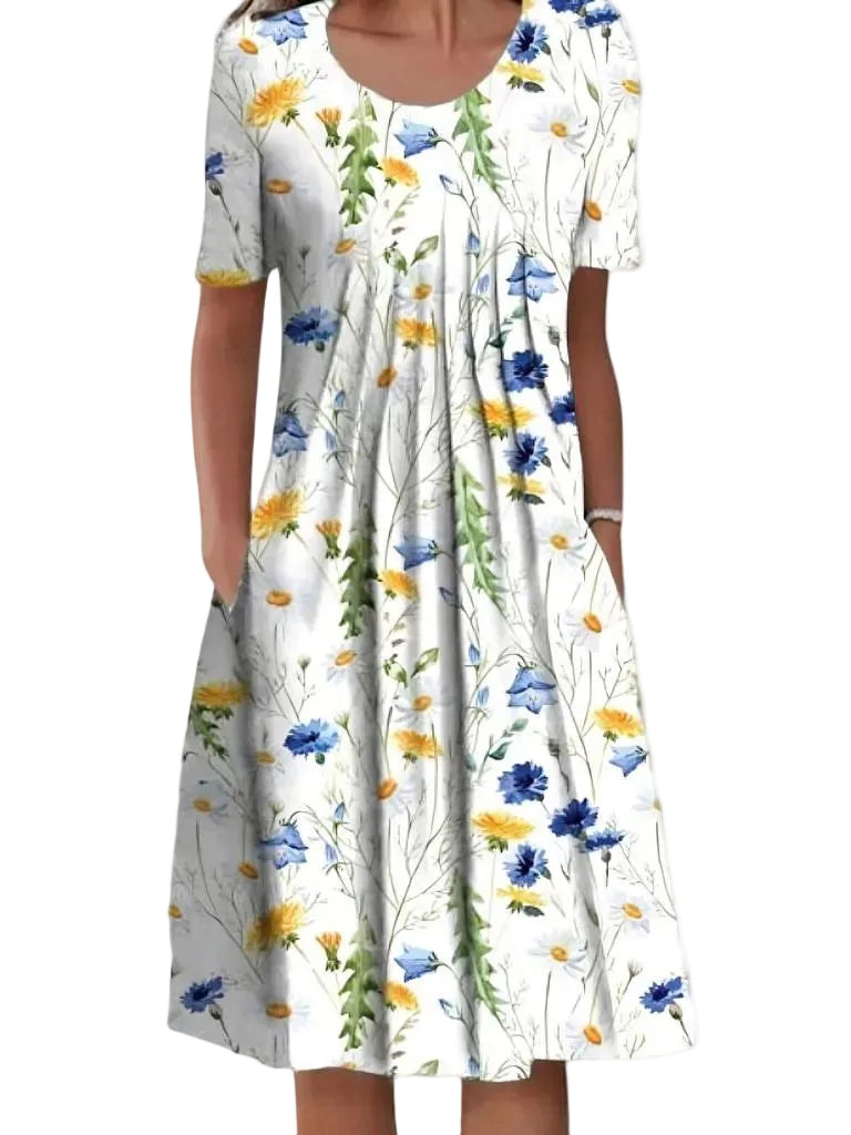 Blumenkleid Damen | Elegantes Kleid mit floralem Muster und bequemer Passform