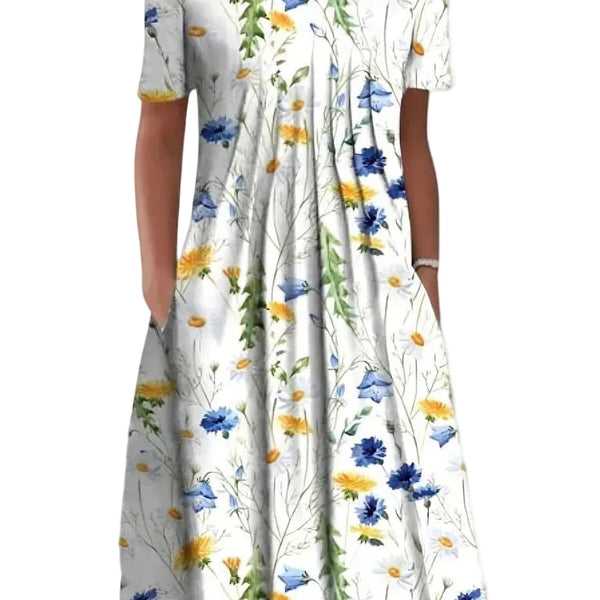 Blumenkleid Damen | Elegantes Kleid mit floralem Muster und bequemer Passform