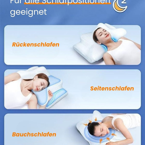 Nackenkissen | Orthopädisches Kissen für Seitenschläfer, Bauchschläfer & Rückenschläfer | ErgoDream