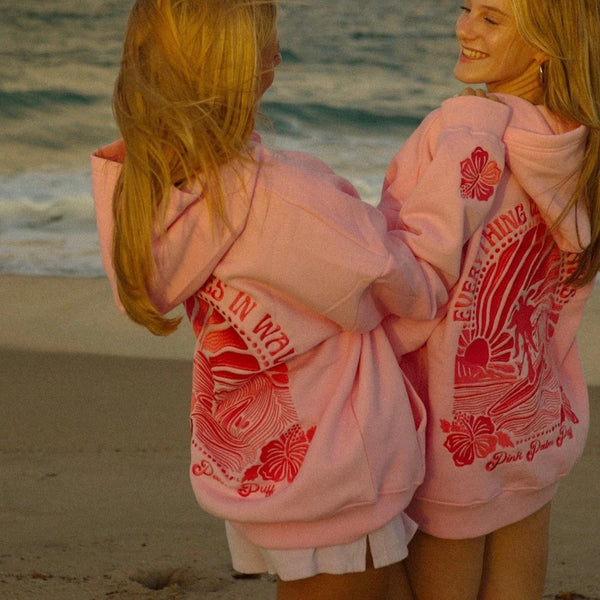 Damen Kapuzenpullover Sommer leicht & weich | Wellen Print Hoodie atmungsaktiv | Freizeit & Strand Sweatshirt für laue Abende